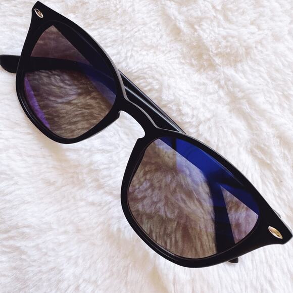 Milo Blue Oversized Oval Horn Rims Sunglasses - Picture 3 of 14